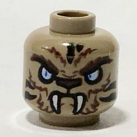LEGO part 3626pb1467 - Dark Tan Minifig, Head Dual Sided