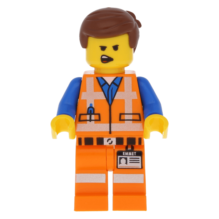 LEGO minifigure tlm072 - Emmet - Wide Smile with Teeth and Tongue at