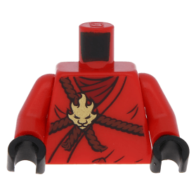 LEGO part 973pb0832c01 Red Torso Ninjago Brown Rope, Gold