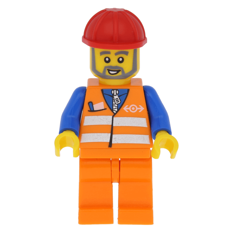 LEGO minifigure trn229 - Orange Vest with Safety Stripes - Orange Legs