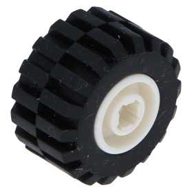 LEGO part 6014bc01 White Wheel 11mm x 12mm, Hole Notched for