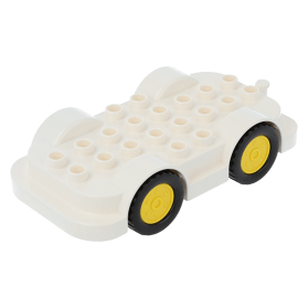 LEGO part 15314c01 White Duplo Car Base x with Four Black