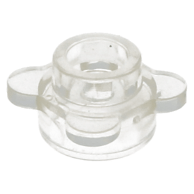 LEGO part 33291 Trans Clear Plate Round 1 x 1 with Flower Edge 4 Knobs at BrickScout