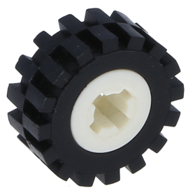 LEGO part 4624c02 White Wheel 8mm x 6mm, with Black Tire