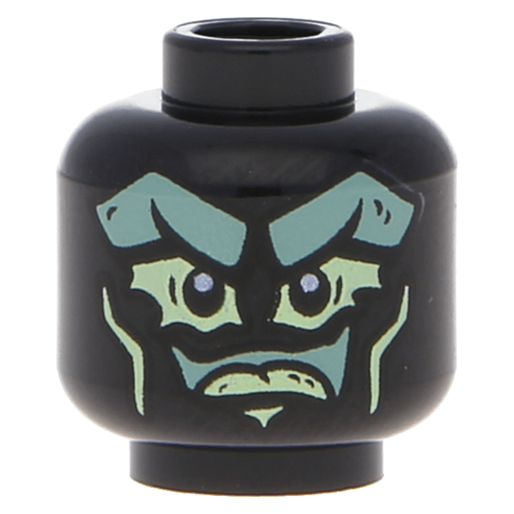 LEGO part 3626pb1400 - Black Minifig, Head Alien Ghost with