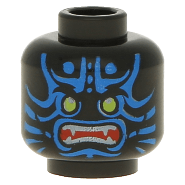 LEGO part 3626pb0844 - Black Minifig, Head Green Eyes and