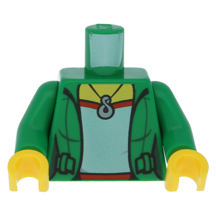 LEGO onderdele 973pb1963c01 - Green Torso Female Jacket Open over Red