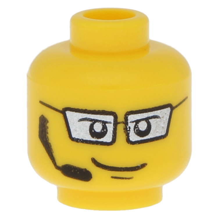 LEGO part 3626bpb0303 - Yellow Minifig, Head Dual Sided Silver Glasses