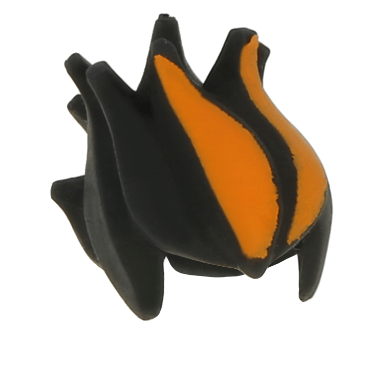LEGO part 62699pb01 Black Minifig Hair Spiked Top with Orange
