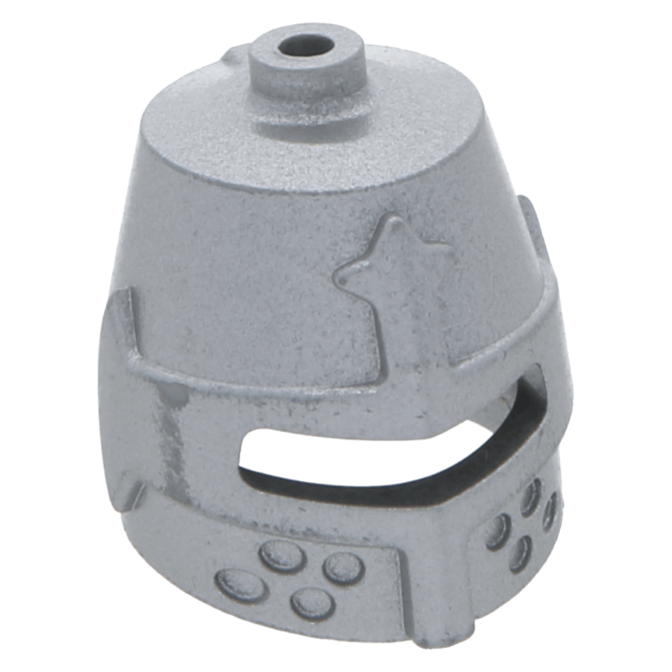 LEGO part 89520 Metallic Silver Minifig, Headgear Helmet Castle Closed with Eye Slit at BrickScout