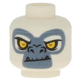 LEGO part 3626pb0974 - White Minifig, Head Dual Sided Alien