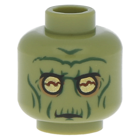 LEGO part 3626pb1042 - Olive Green Minifig, Head Alien with SW Neimoidian  Warrior Green Wrinkles Pattern - Stud Recessed at BrickScout