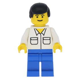 LEGO minifigure trn105 Shirt with Pockets, Blue Legs, Black Male