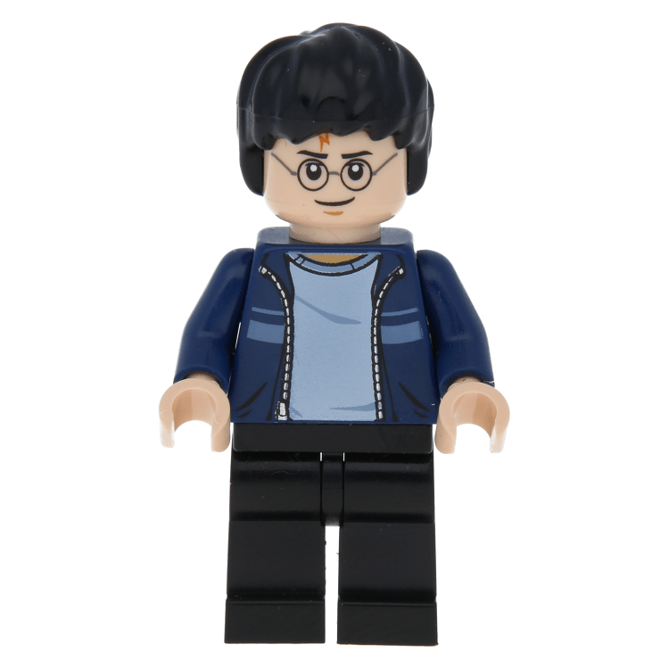 LEGO Minifigur hp087 Harry Potter, Dark Blue Open Jacket with Stripe