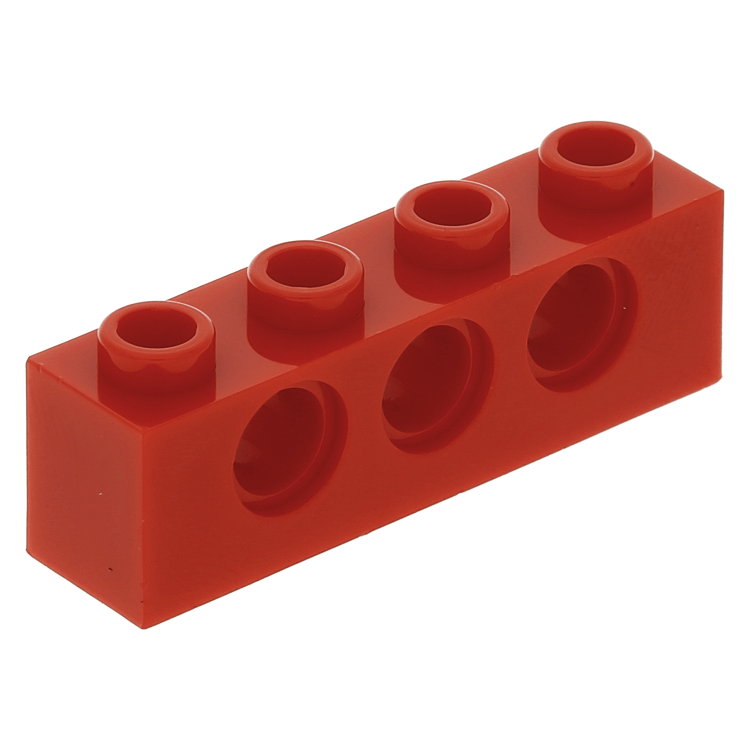 LEGO Einzelteil 3701 - Red Technic, Brick 1 x 4 with Holes ...