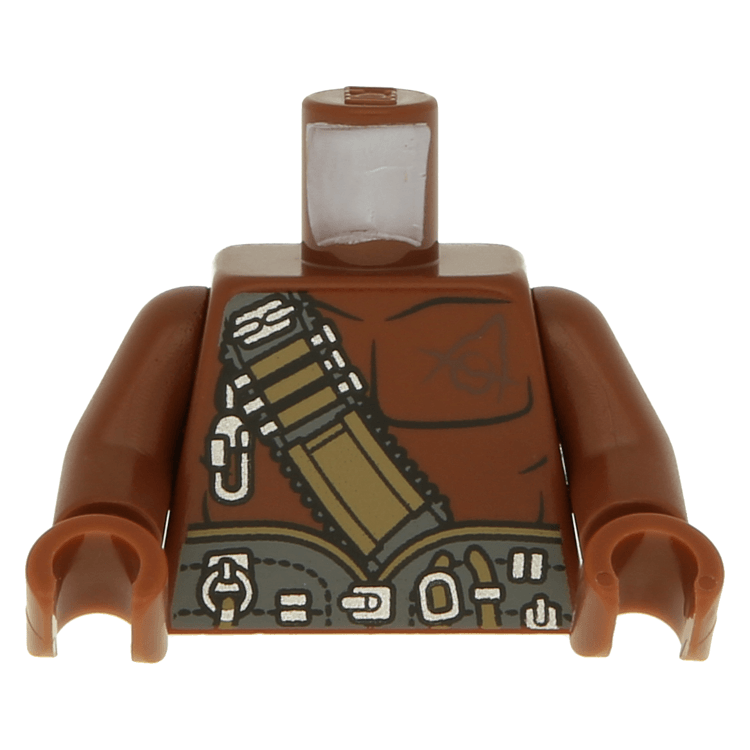 LEGO part 973pb0875c01 - Reddish Brown Torso PotC Bare Chest with Dark